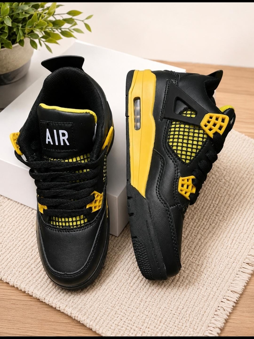 AIR Black & Yellow Men's Casual Sneakers
